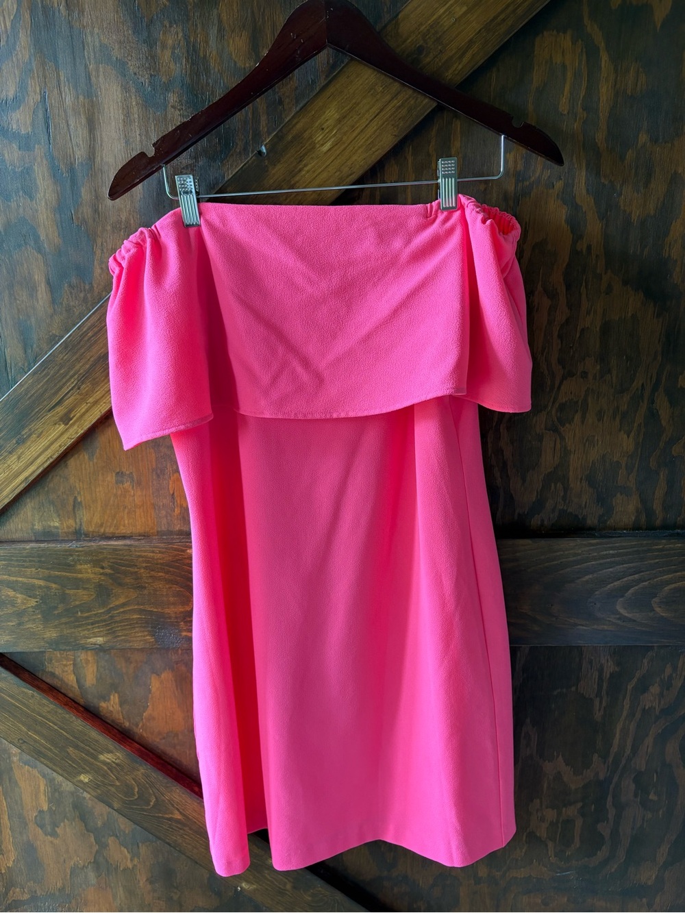Charles Henry Strapless Ruffle Dress in Bright Pink